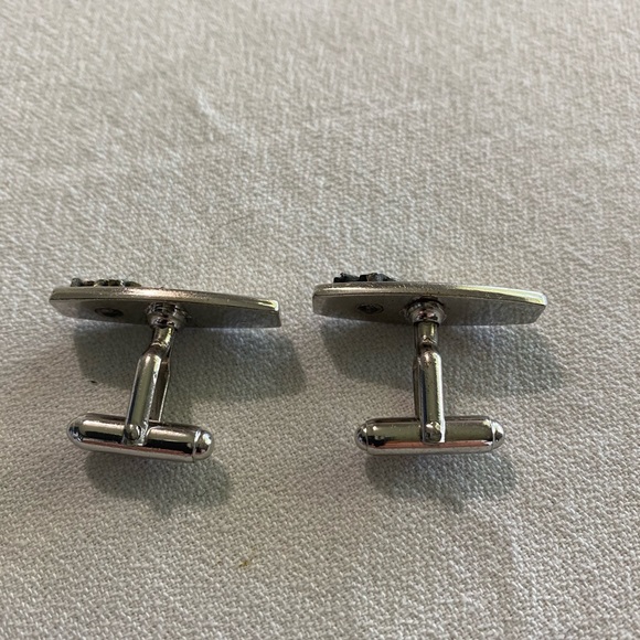 Leaf motif cuff links, silver tone, vintage - Picture 2 of 3